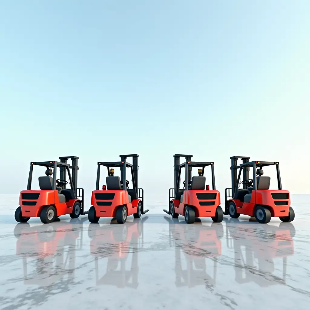 Forklifts-on-Marble-Floor-with-Sky-Background