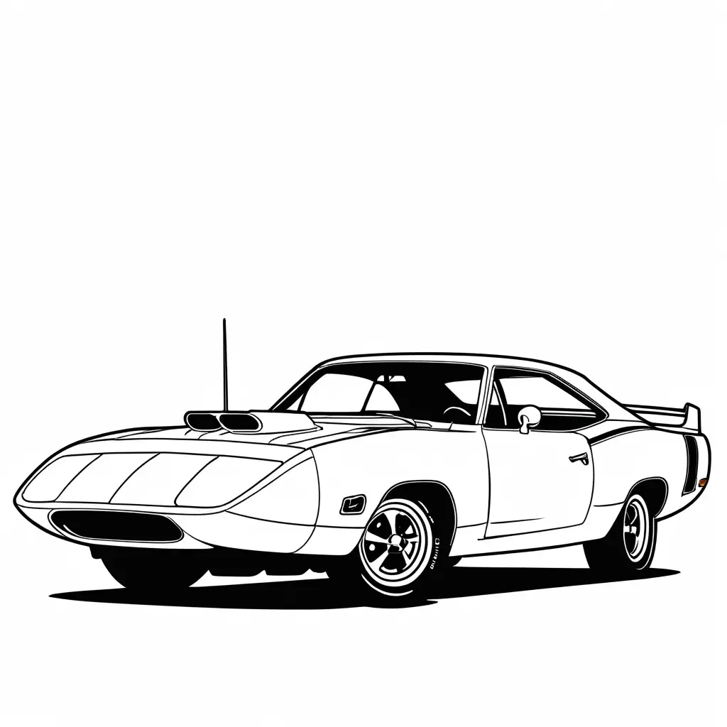 1971-Plymouth-Superbird-Car-Coloring-Page-on-White-Background