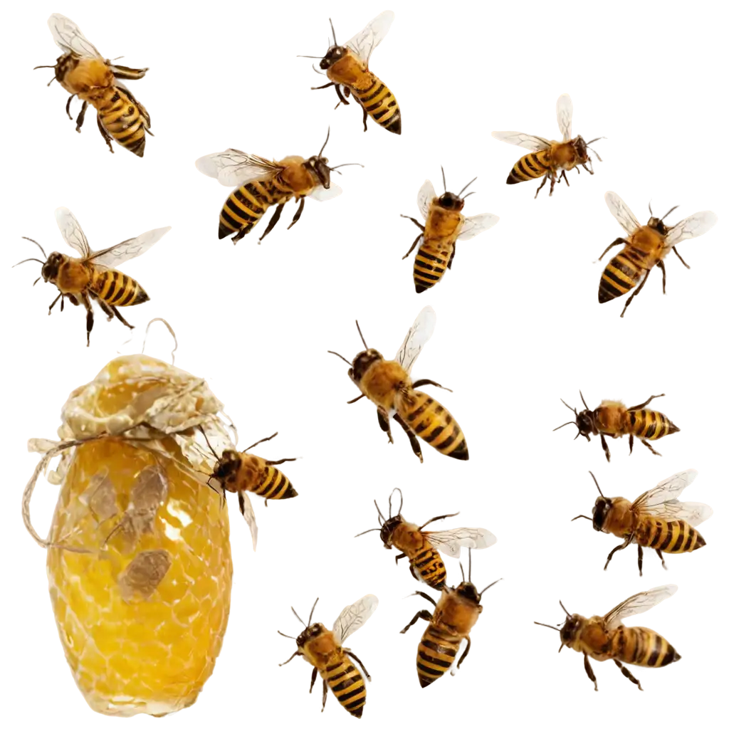 Honey-Bees-PNG-Image-Perfect-for-Clear-and-Detailed-Visuals