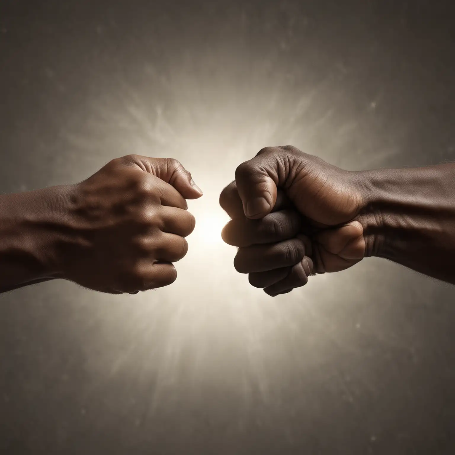 Harmony and Solidarity Surreal Image of Older and Younger Black Hands Creating Bright Light