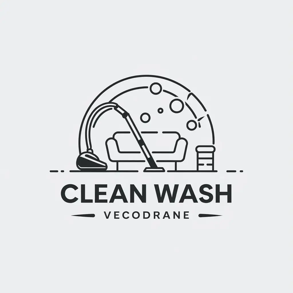 LOGO-Design-for-Clean-Wash-Minimalistic-Vacuum-Cleaner-Theme-in-Home-Family-Industry