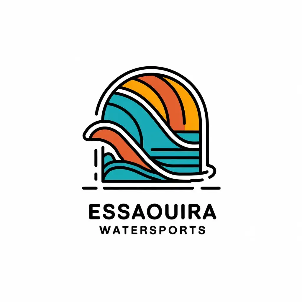 LOGO Design for ESSAOUIRA WATERSPORTS Surf Kitesurf School with Vector Style and Clear Background