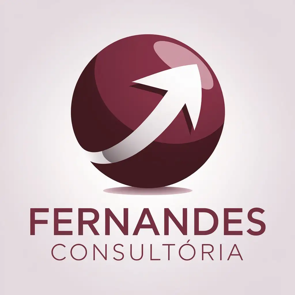 LOGO Design for Fernandes Consultoria Burgundy Sphere with Arrow on Clear Background