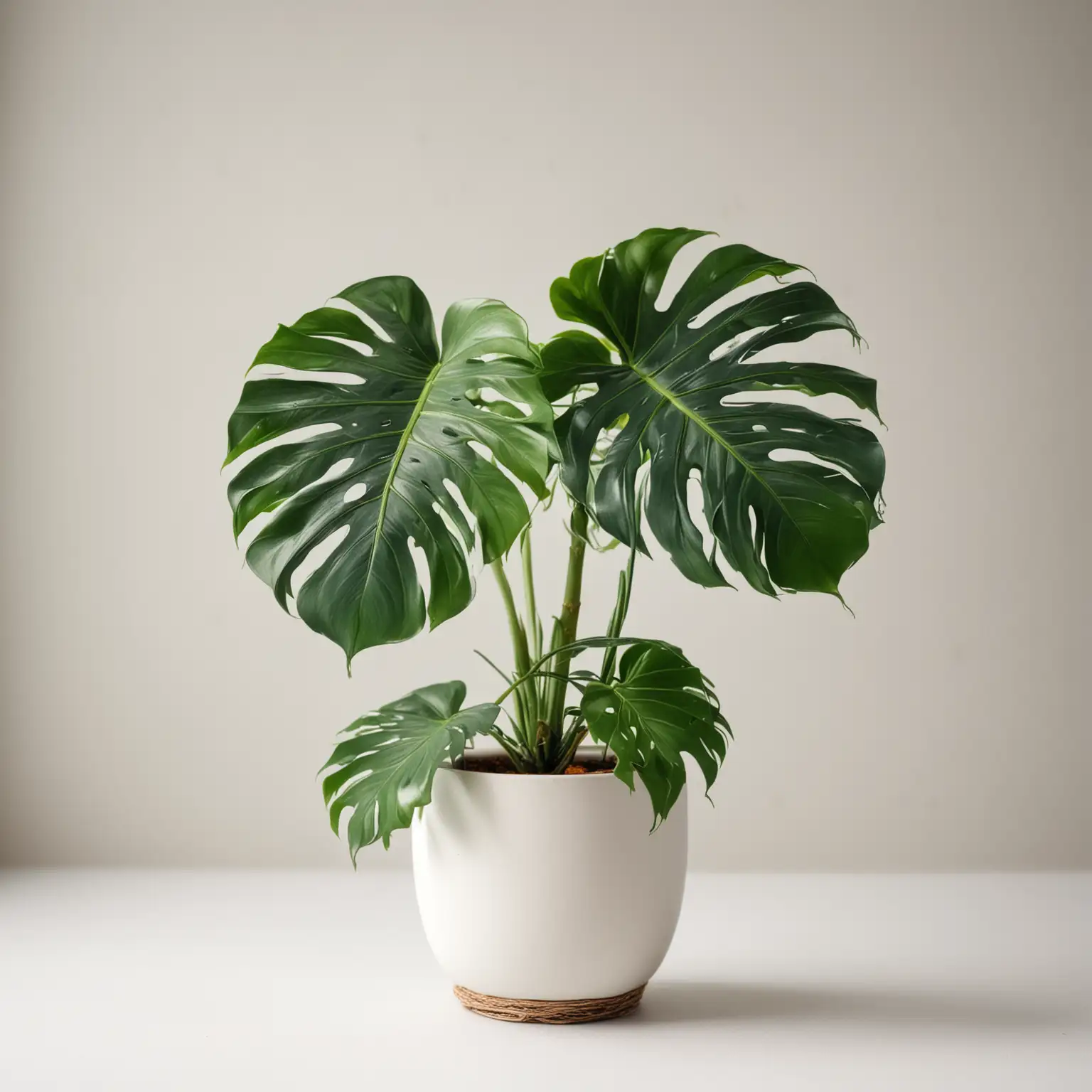 Stylized Monstera Plant with TiltShift Effect on White Background