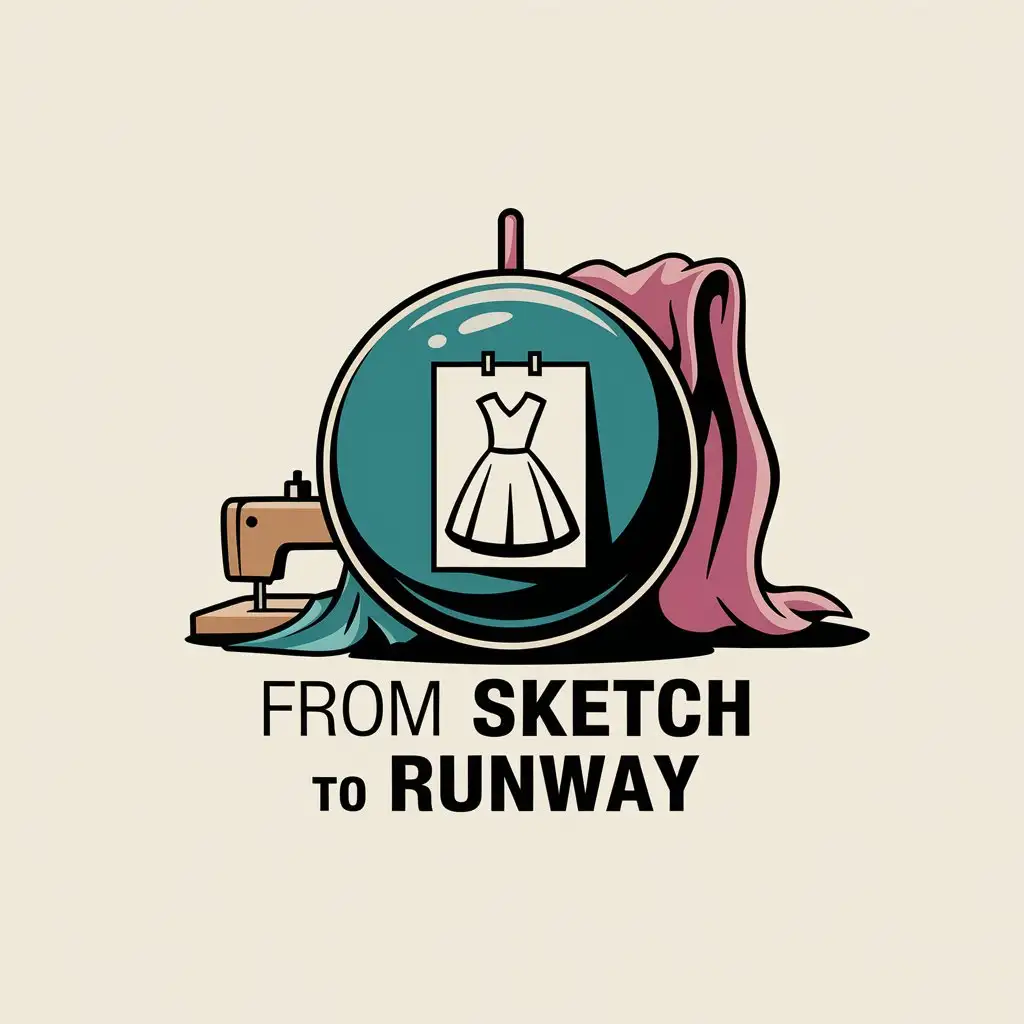 LOGO-Design-For-Fashion-atelier-Sketch-to-Runway-with-Round-Symbol-and-Sewing-Machine