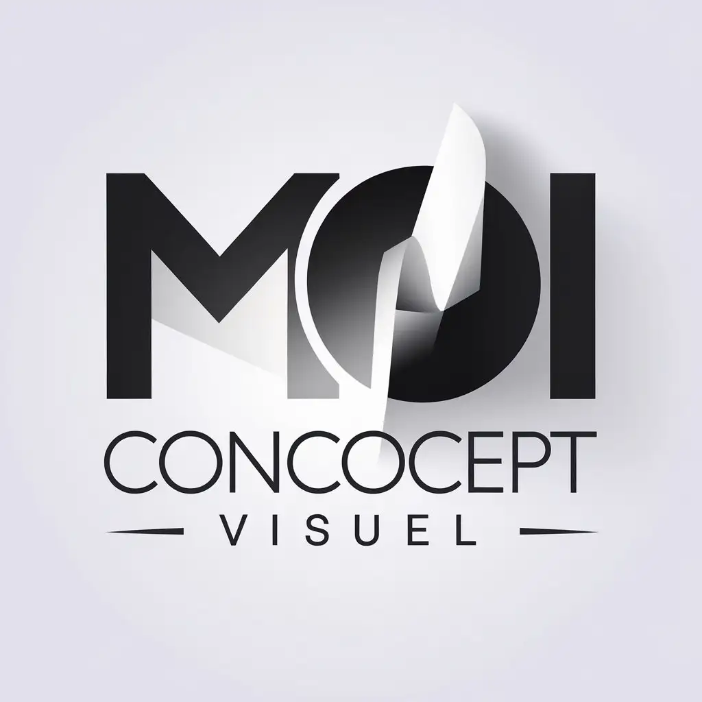 a vector logo design,with the text "Moi concept visuel", main symbol:Light and shadow, innovation, photography paper,,Minimalistic,be used in photography industry,clear background