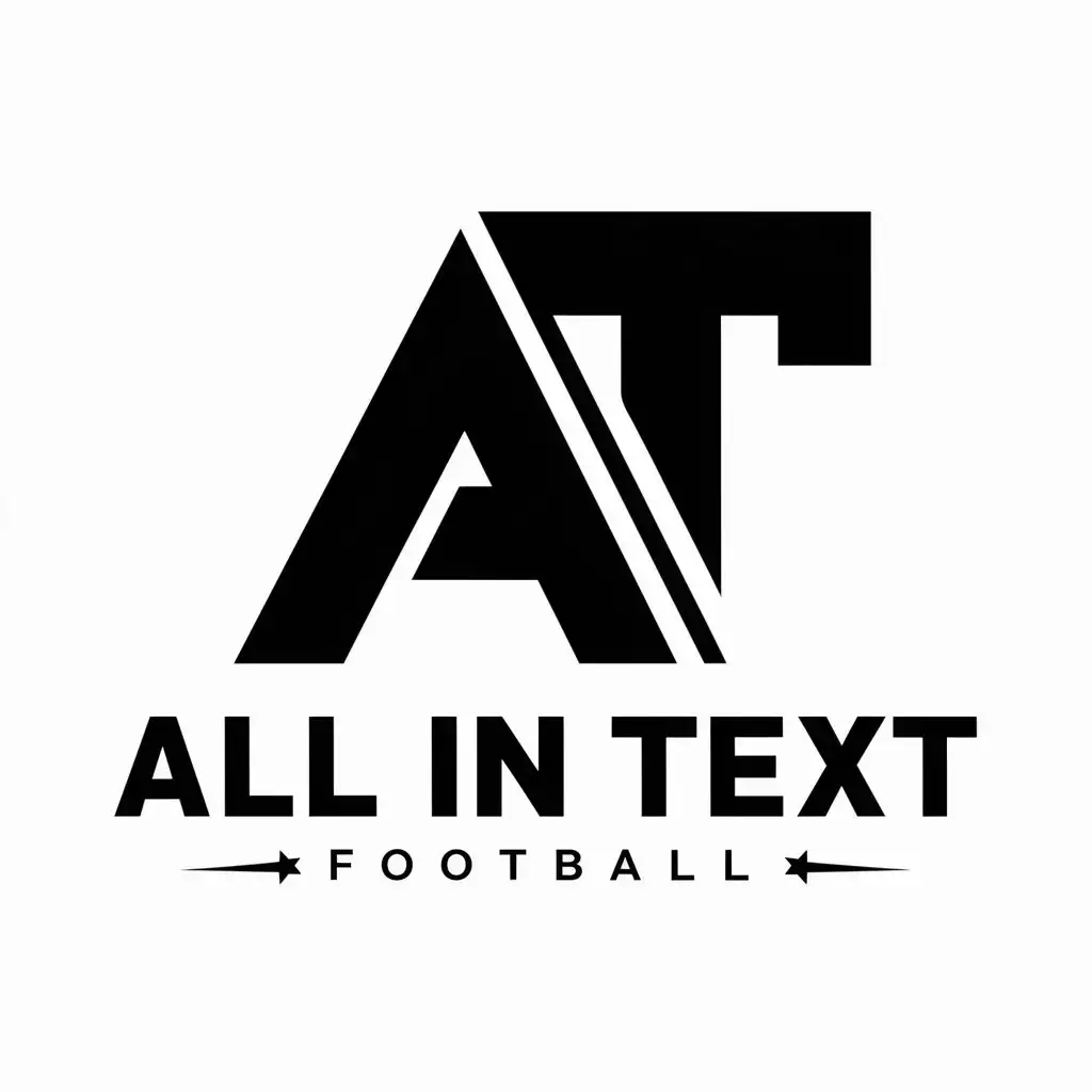 a logo design,with the text "All in Text", main symbol:The symbol should be letters A and T.,Moderate,be used in football industry,clear background