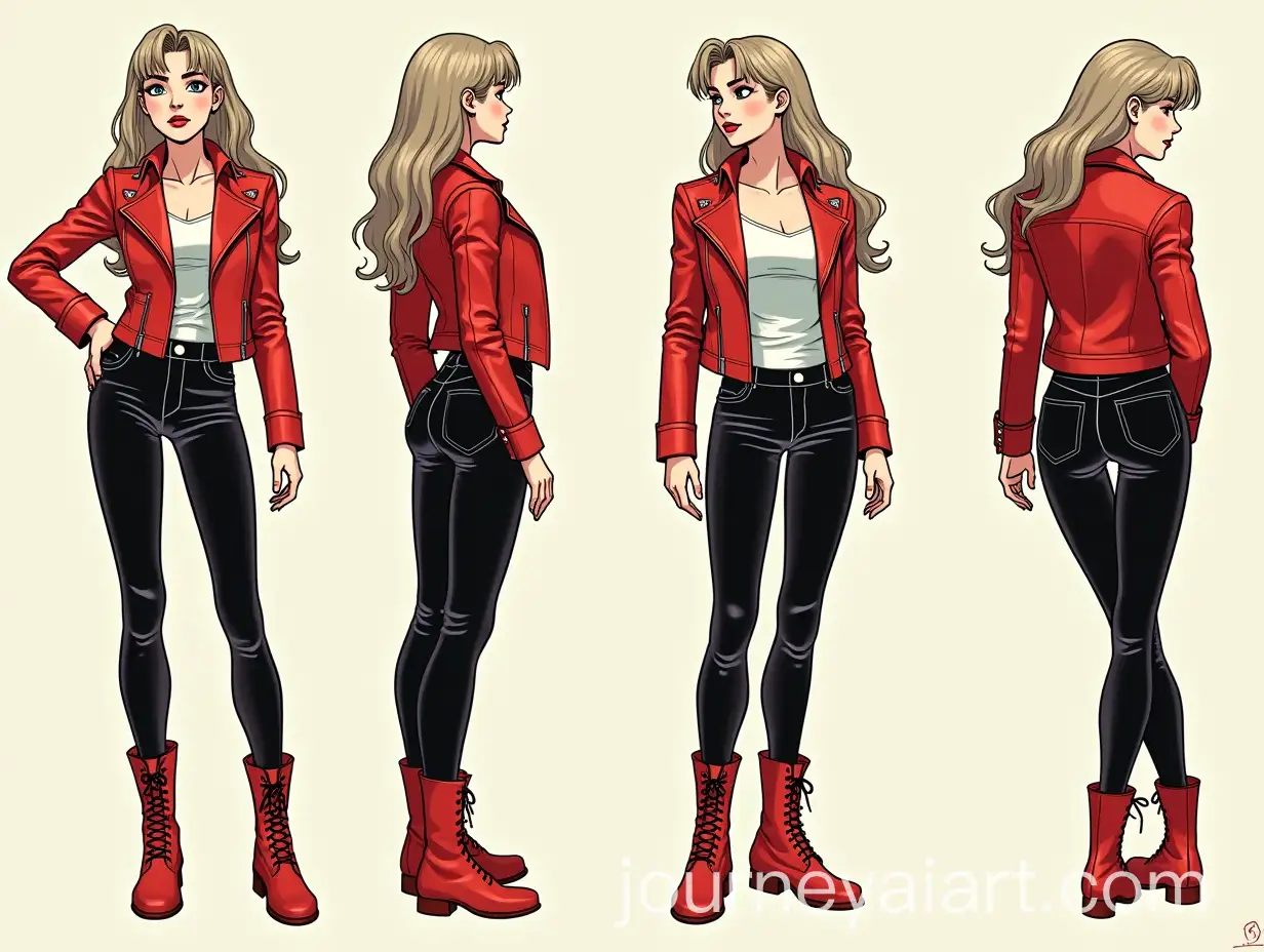 Female-Character-with-Pale-Skin-in-Red-Leather-Jacket-and-Black-Pants-in-Vintage-Comic-Book-Style