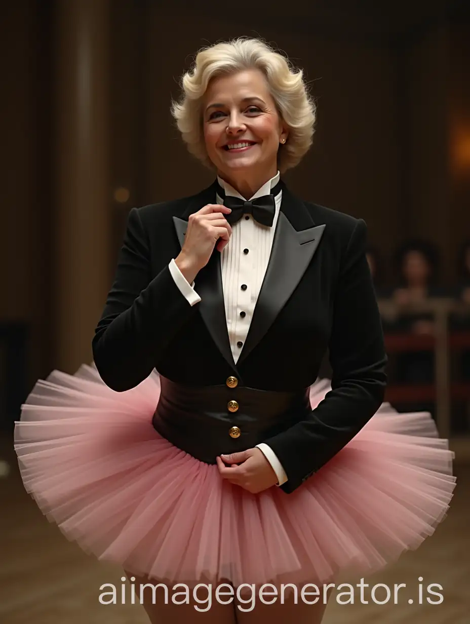 MiddleAged-Woman-Performing-in-Ballet-Recital-with-Formal-Tuxedo-and-Tutu