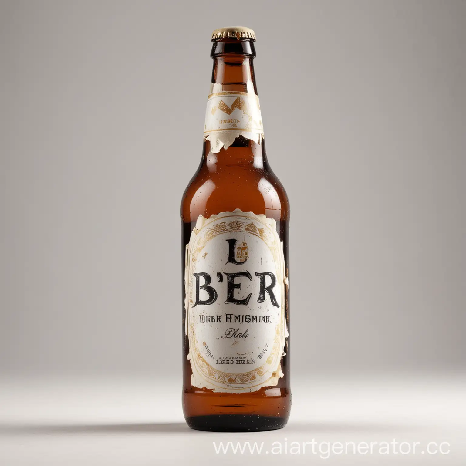 a bottle of beer without a label on a white background