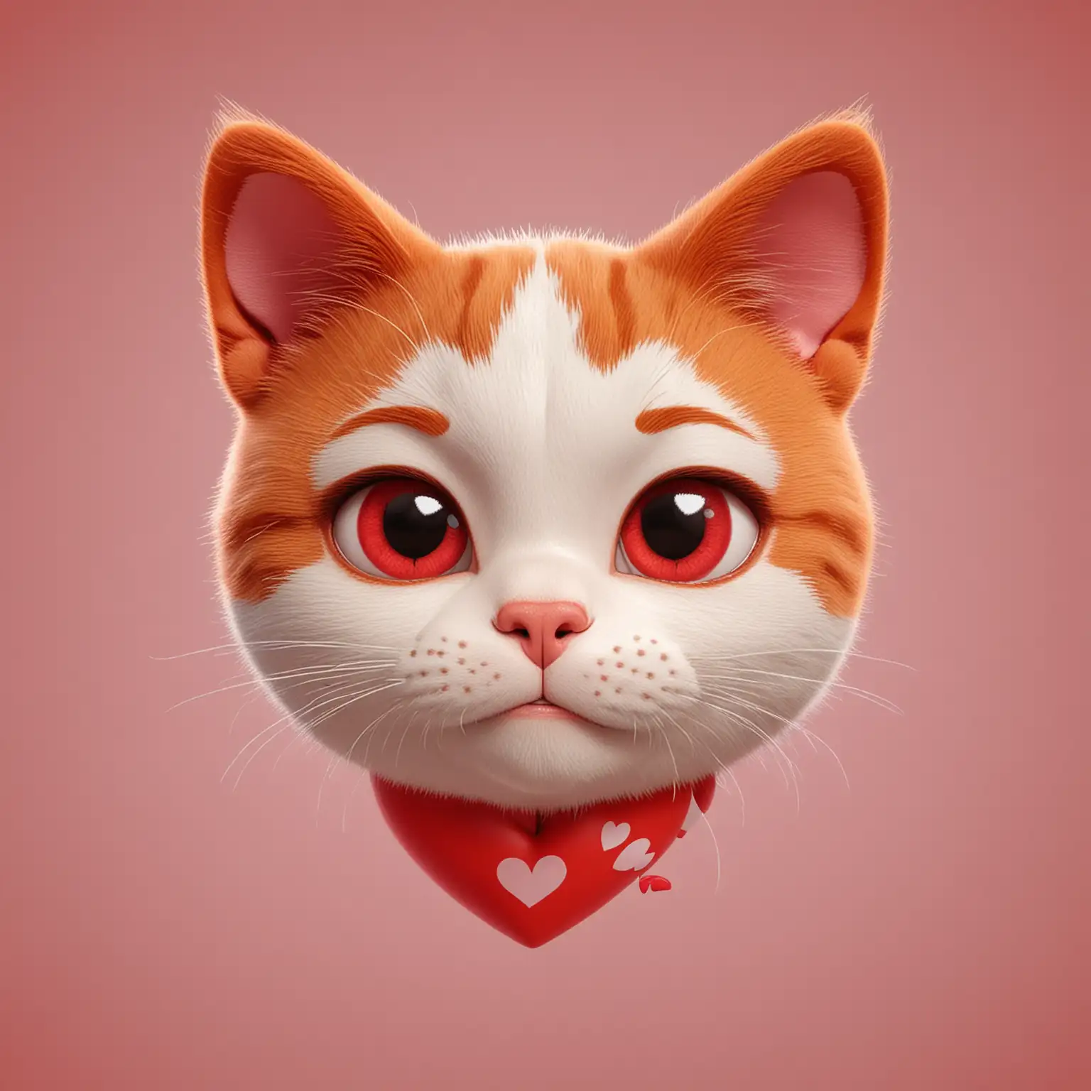 Loving Cartoon 3D Cat with Hearts in Eyes