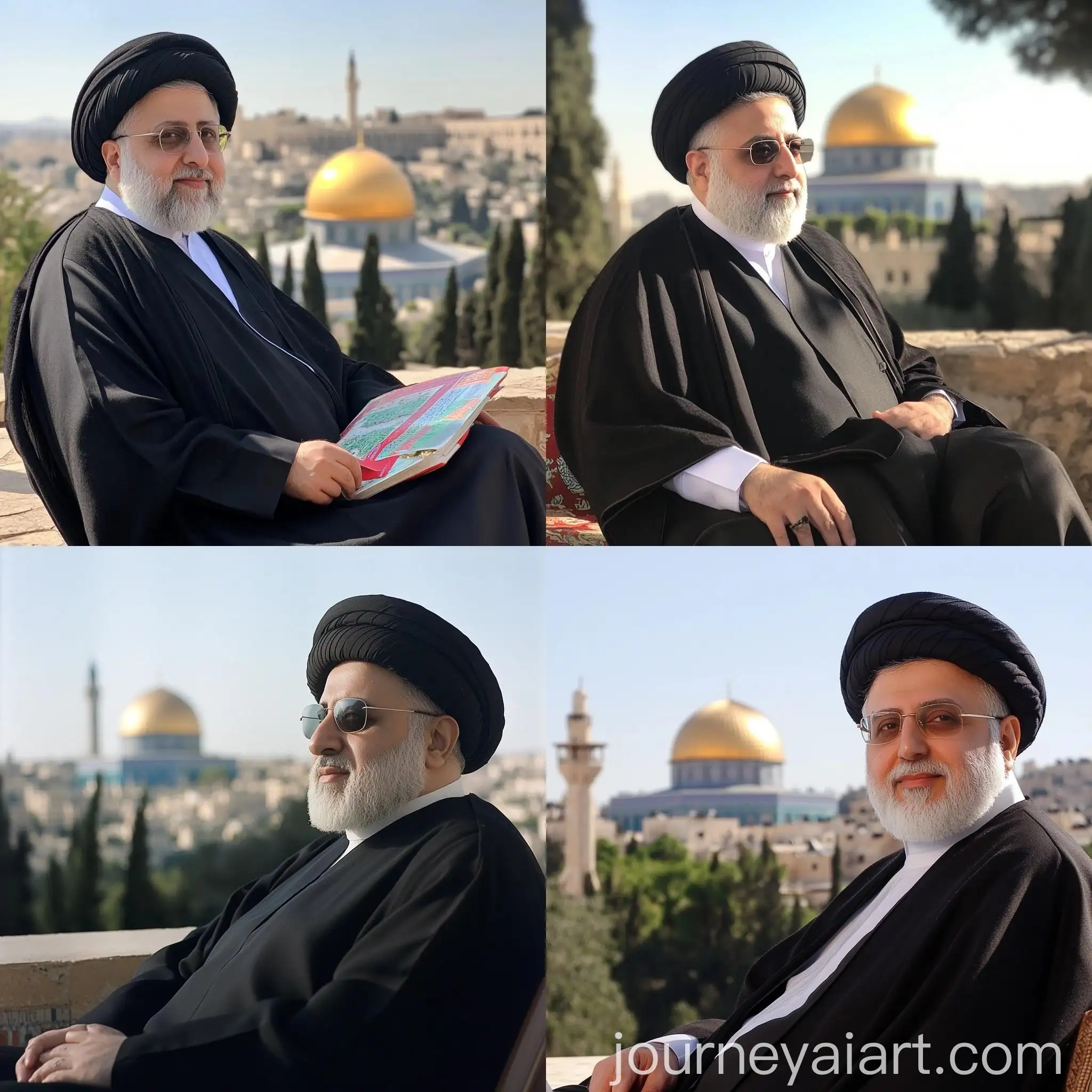 Mr-Ibrahim-Raisi-Sitting-with-Dome-of-the-Rock-Mosque-in-Palestine