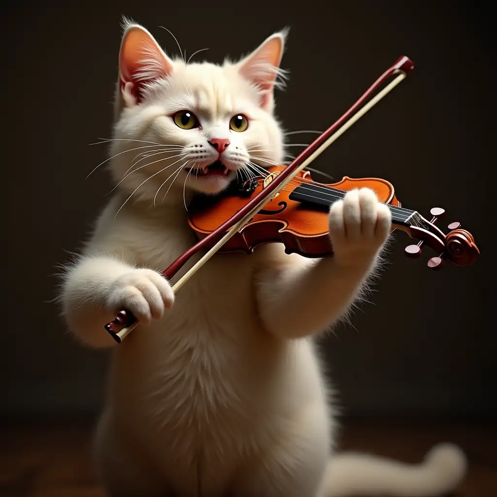 cat plays violin