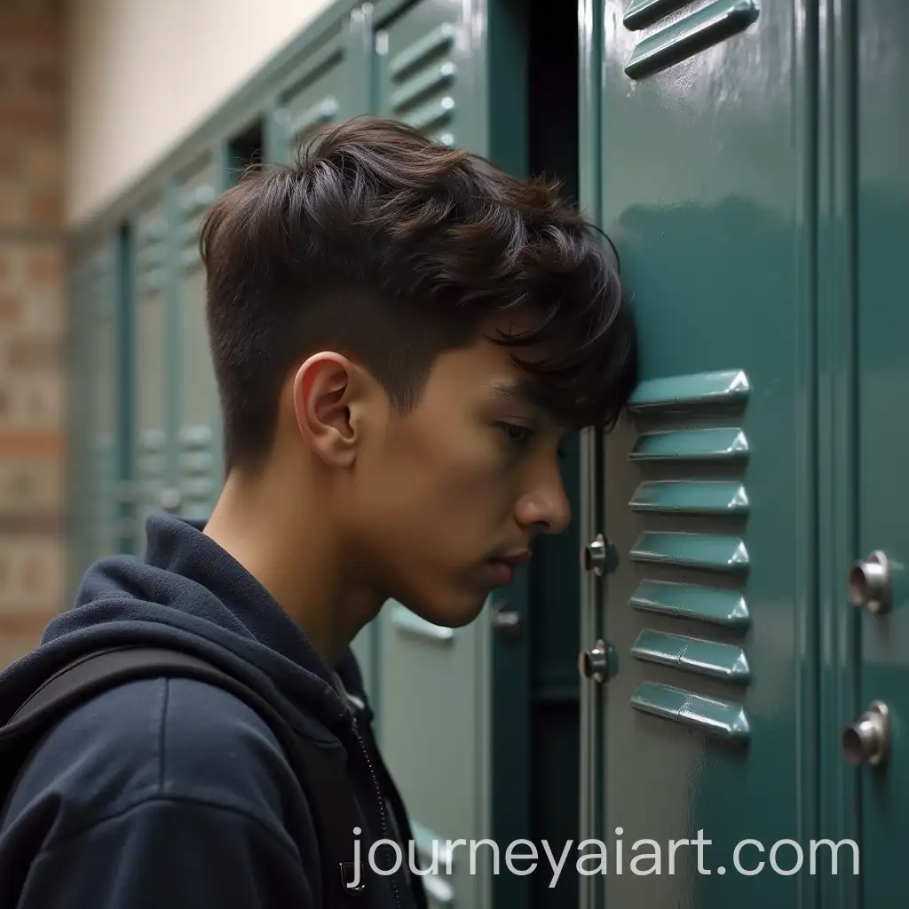 Student-Putting-Head-into-Locker-at-School