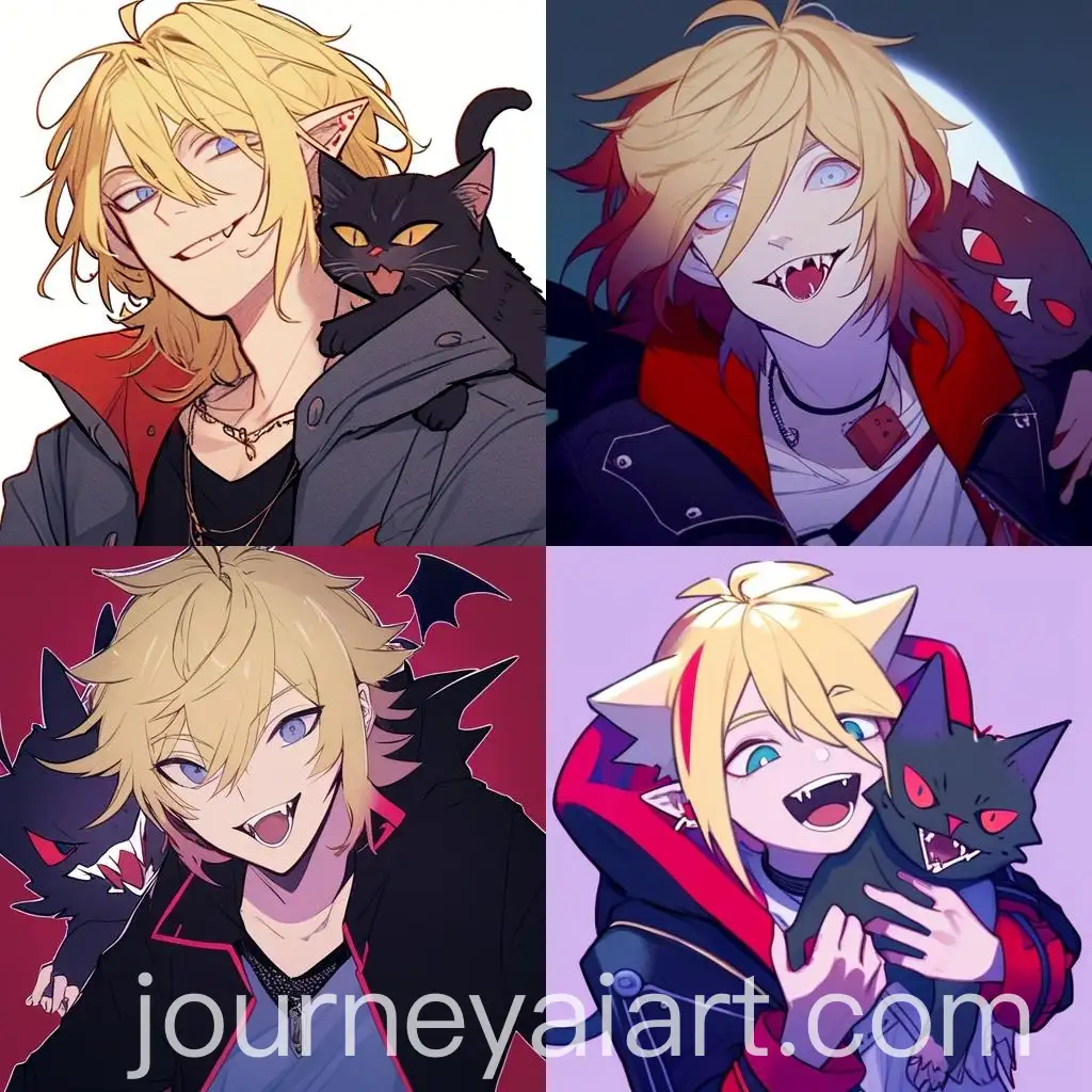 Charming-Vampire-Boy-with-Cat-Doodle-TShirt-and-Red-Jacket