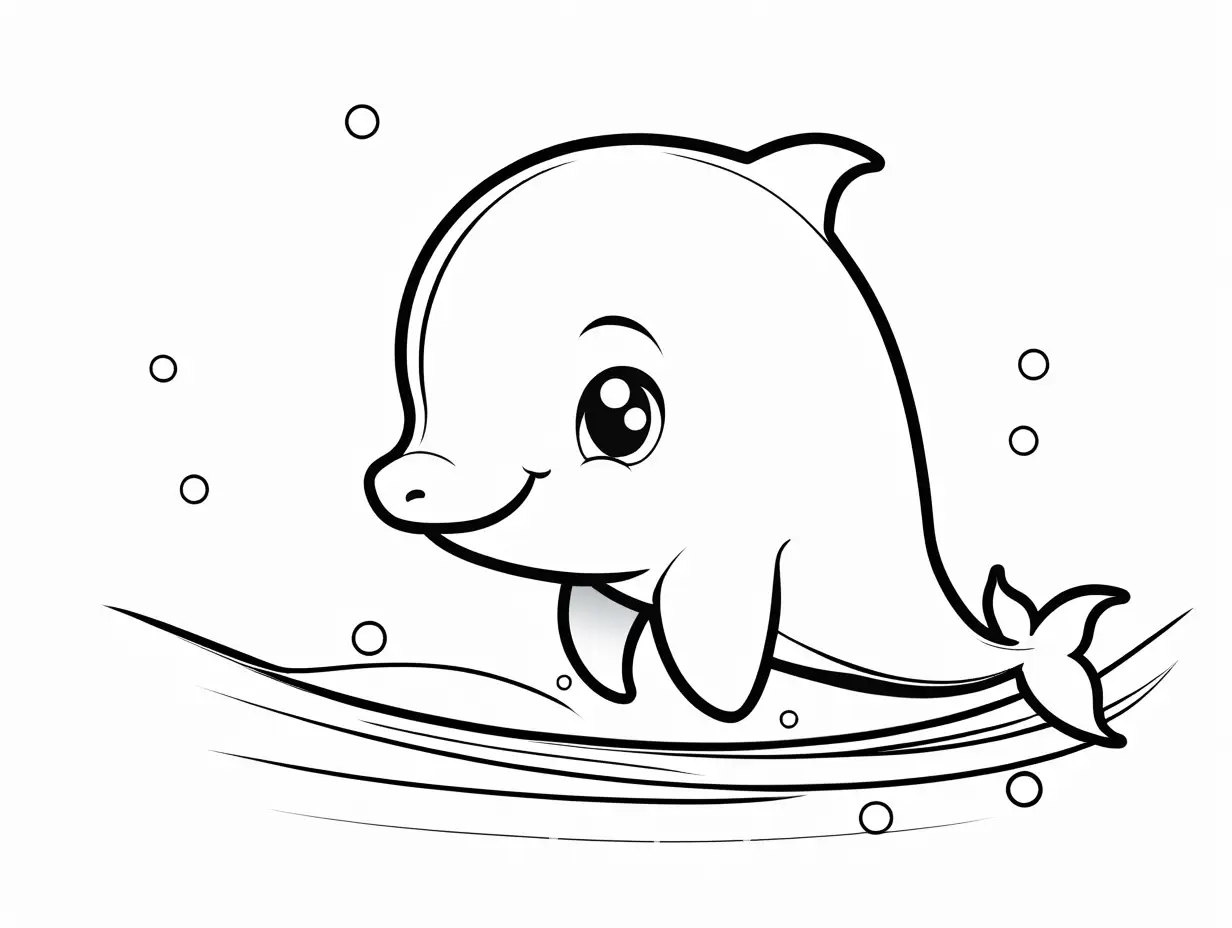 Chibi-Style-Cute-Dolphin-Coloring-Page-on-White-Background