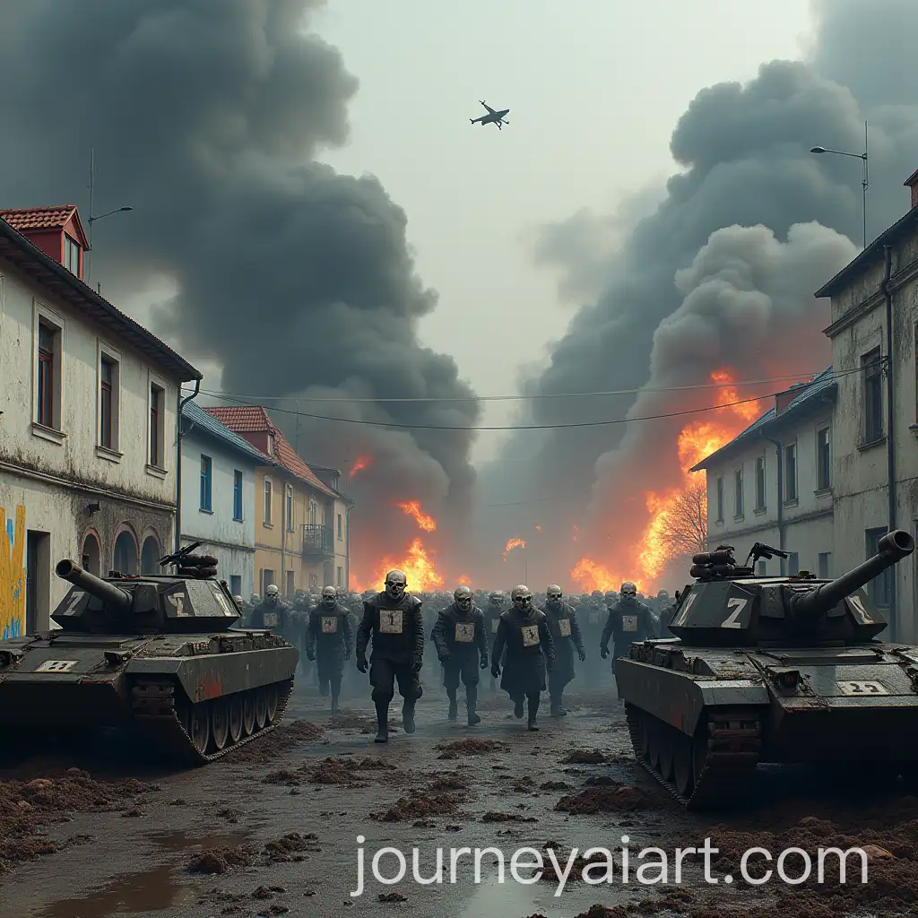 WarTorn-Battlefield-on-Vokzalna-Street-with-Orcs-Drones-and-Destruction-in-Bucha-Ukraine