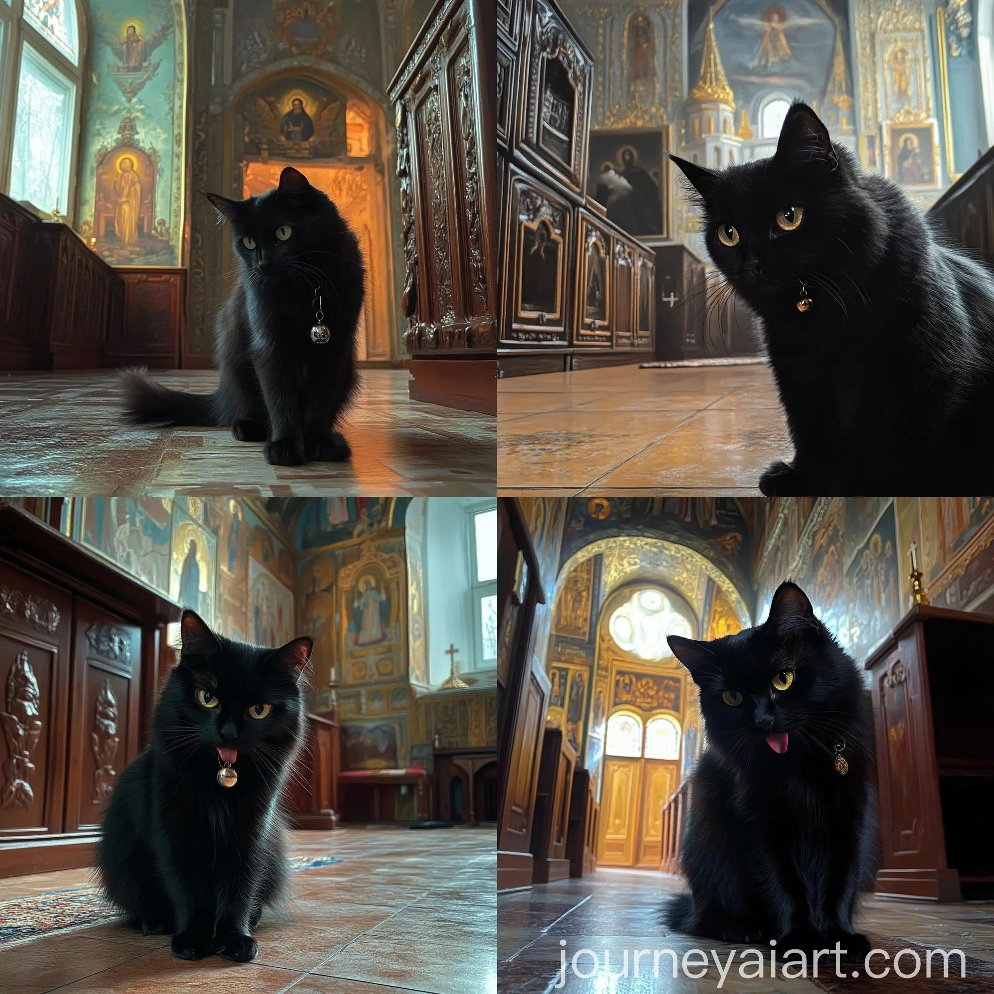 Mystical-Black-Cat-in-Russian-Church-Setting