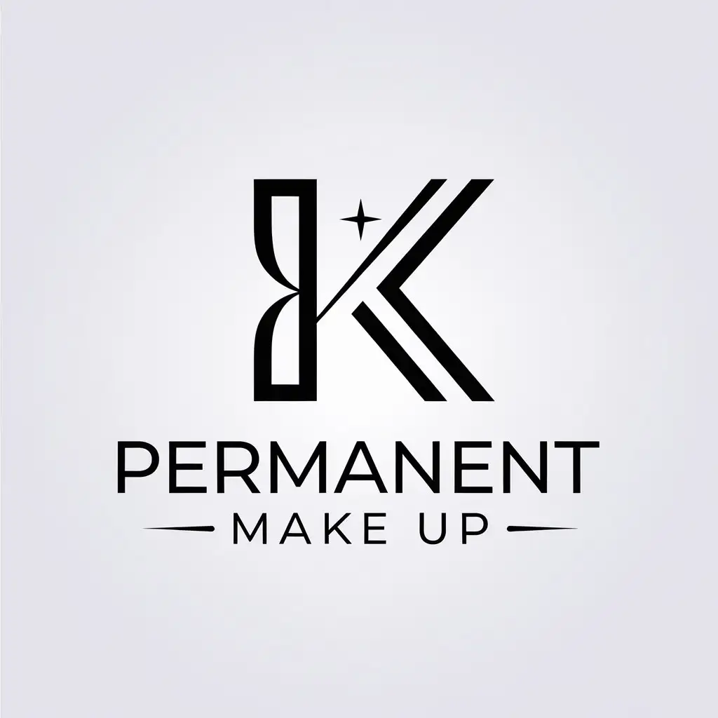 LOGO Design For Permanent Make Up Minimalistic KK Symbol for Beauty Spa