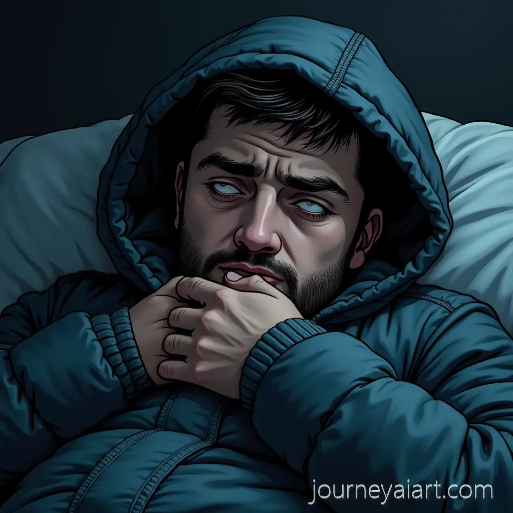 Tired-Man-in-Sleepwear-Expressing-Regret-with-DarkFatigued-man-in-sleepwear-Circles-Under-Eyes