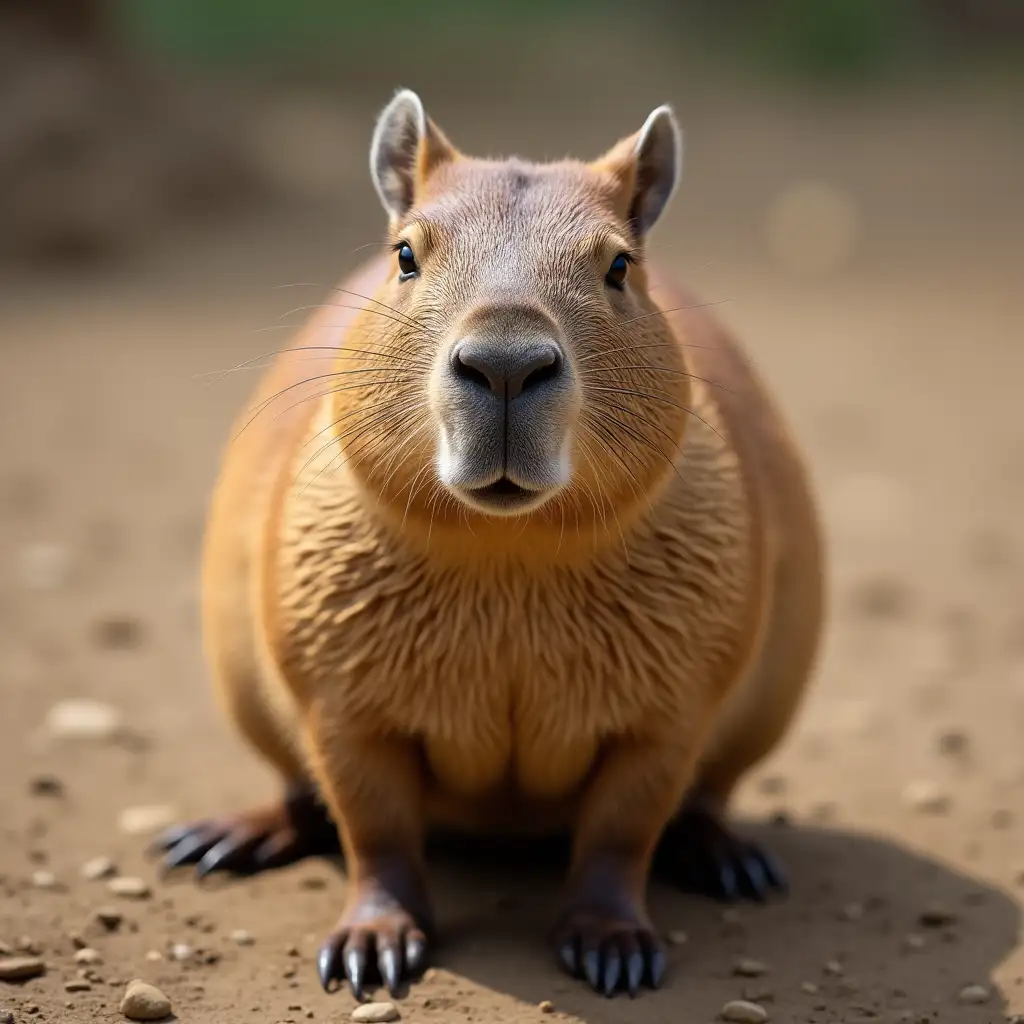 Relaxed-Capybara-with-Closed-Eyes-on-Dirt-Ground