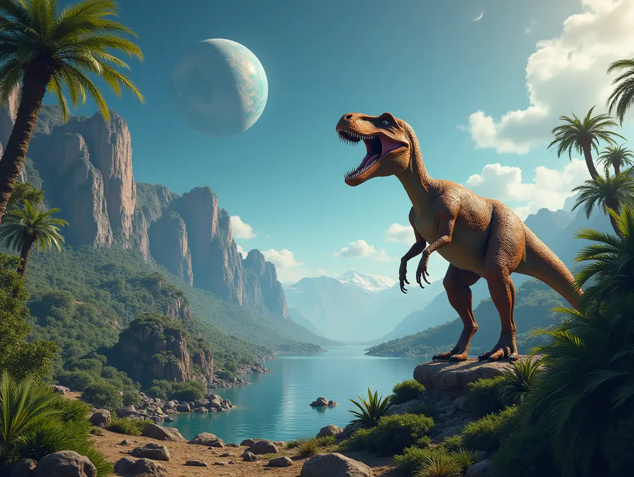 AI on foreign Planets  with Dinosaurs,Sea,Plants in 4K resolution