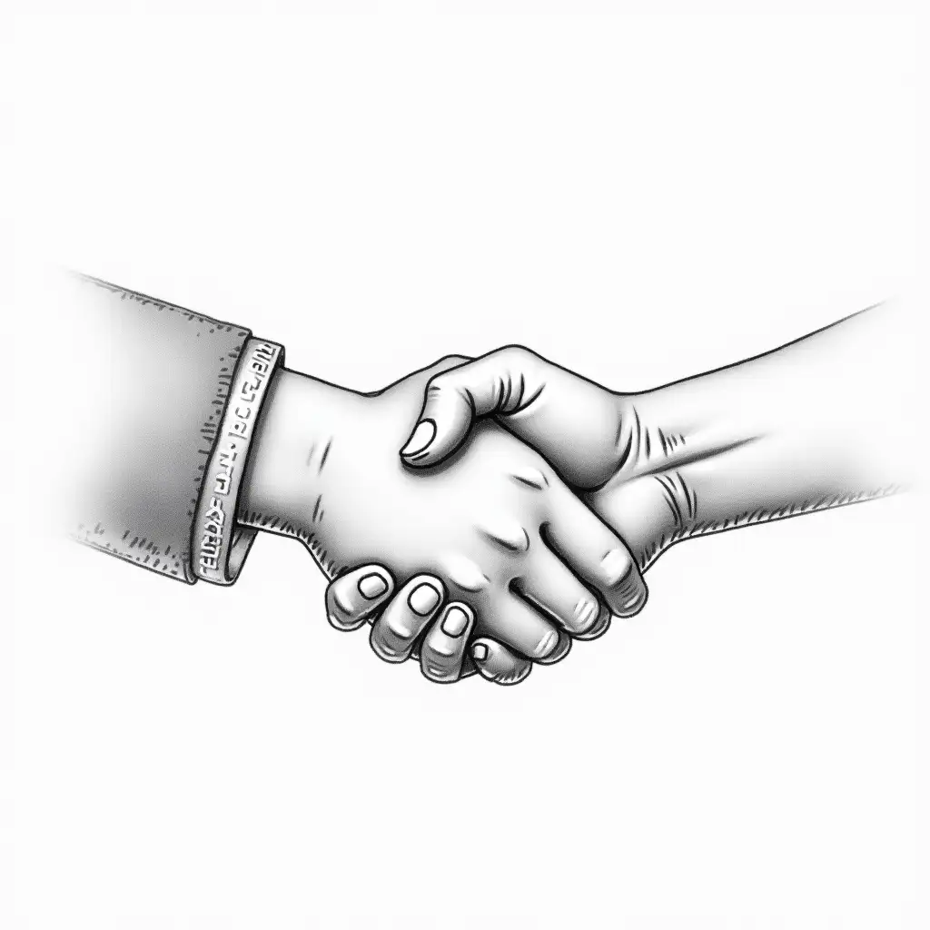 Professional Line Drawing of a Handshake Gesture