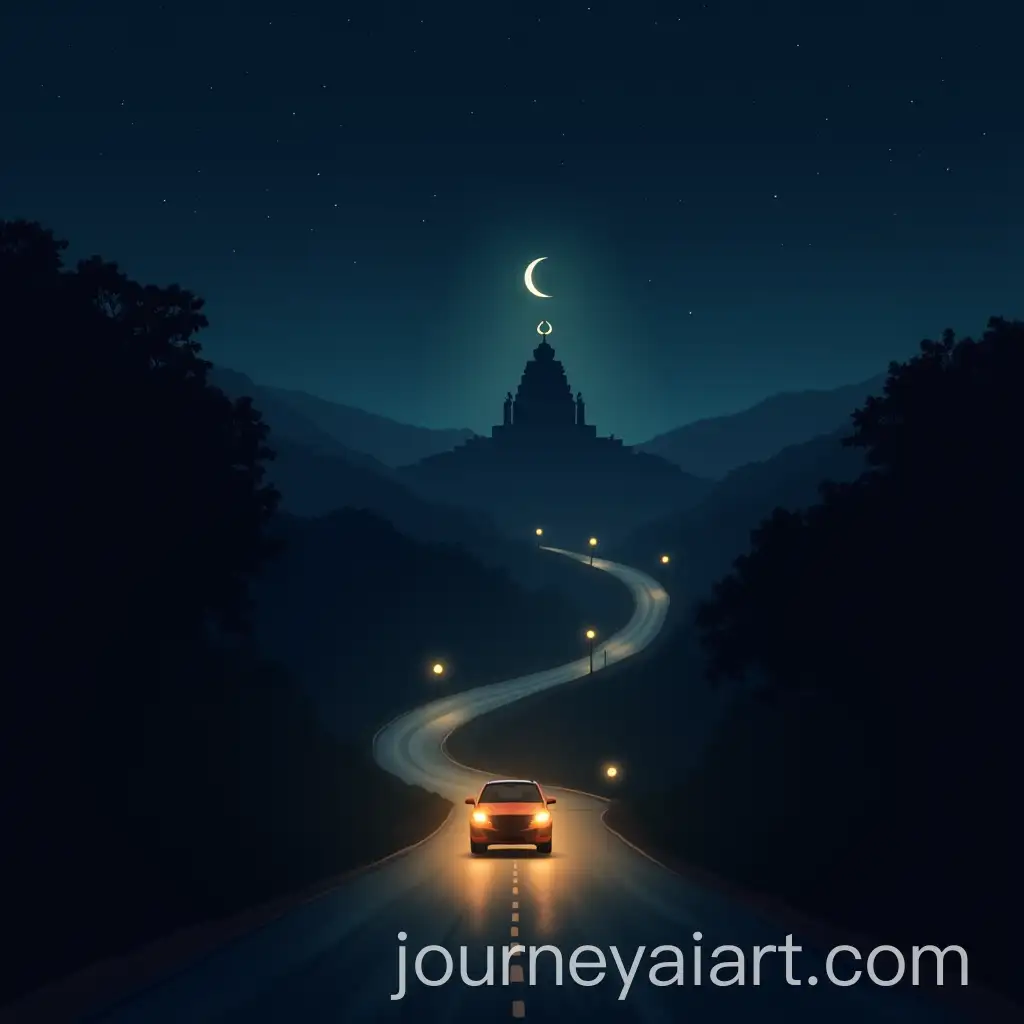 Mysterious-Night-Drive-Towards-Srisailam-Temple-with-Subtle-Lighting