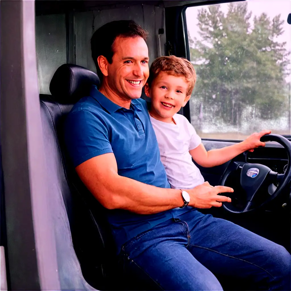 PNG-Image-of-a-Man-and-Happy-Child-in-the-Drivers-Seat-of-a-Bus-High-Quality-and-Versatile