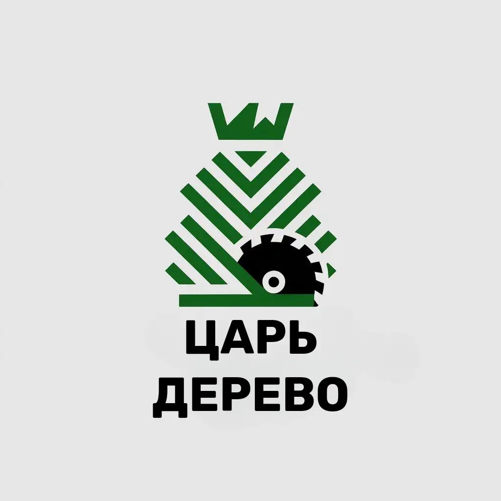 a vector logo design,with the text "Tsar tree", main symbol:Tree, Crown, saw disc,Minimalistic,be used in Construction industry,clear background