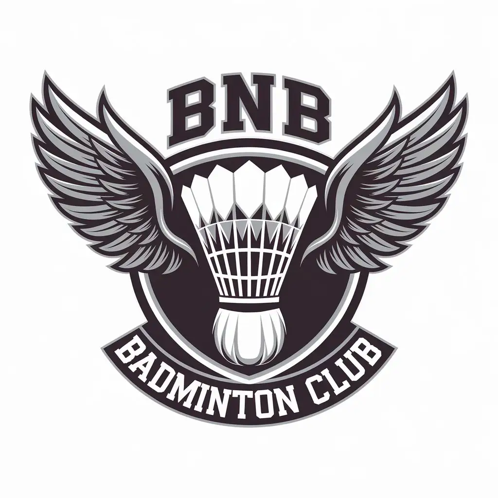 LOGO-Design-for-BNB-Badminton-Club-Shuttlecocks-with-Wings-and-Shield-Theme