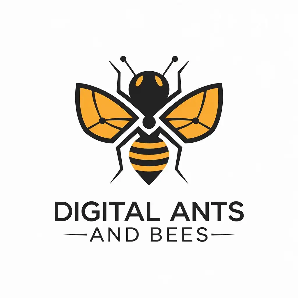 LOGO Design for Digital Ants And Bees Moderate Clear Background with Ant and Bee Symbols