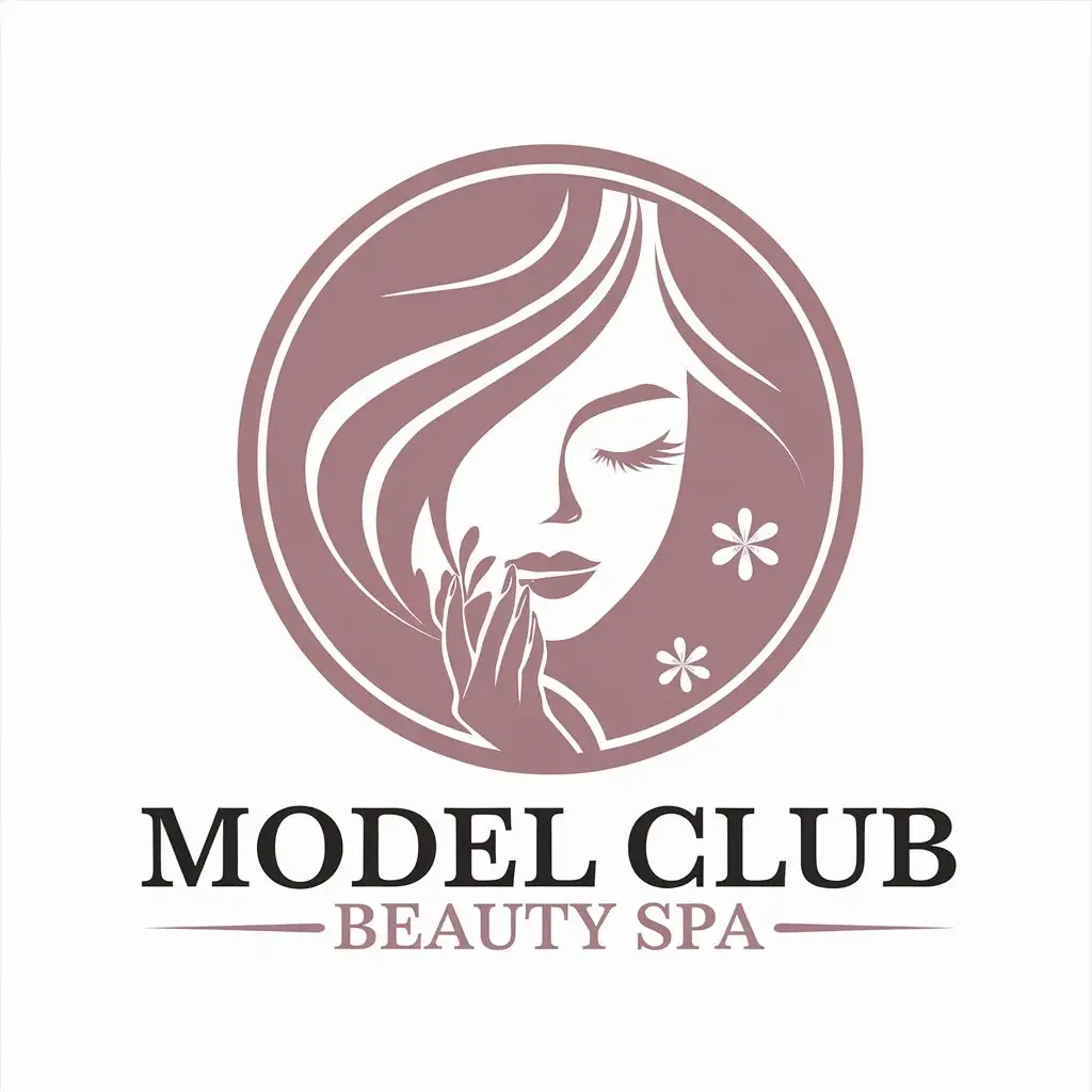 a vector logo design,with the text "model club (assuming it's a typo and user meant 'model' instead of 'mei nu', which means 'beautiful woman' in Chinese)", main symbol:nail art,Moderate,be used in Beauty Spa industry,clear background