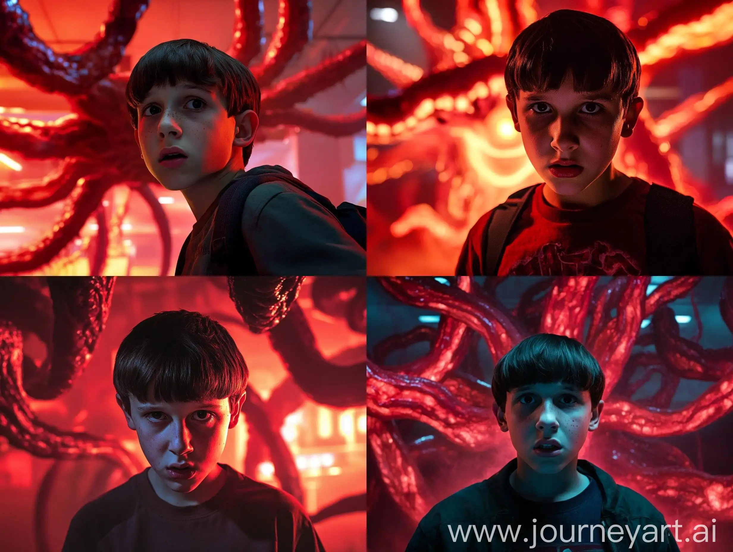 Millie-Bobby-Brown-as-Eleven-Confronts-Ominous-Tentacles-in-Daylight