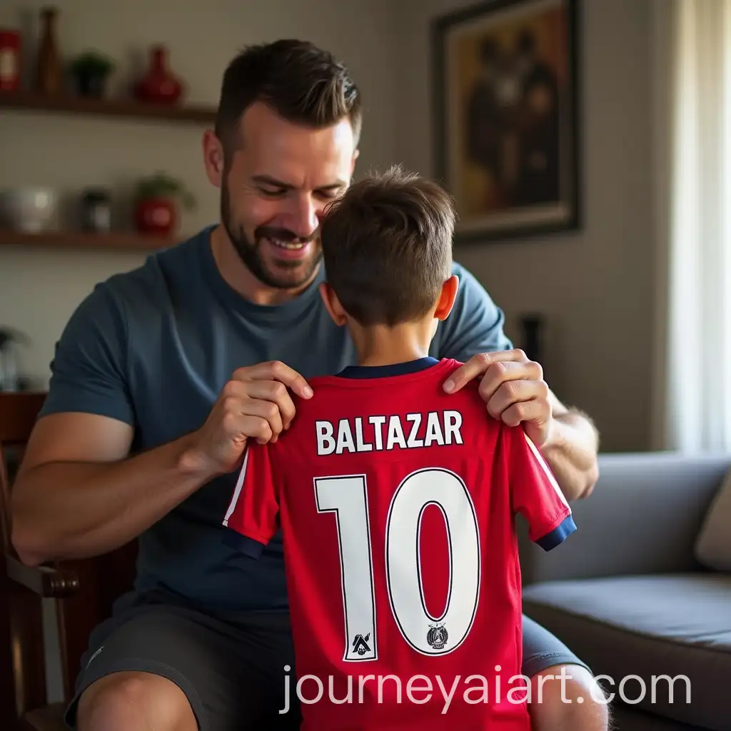 Father-Gifting-Son-a-River-Plate-Jersey-with-Number-10-and-Name-Baltazar