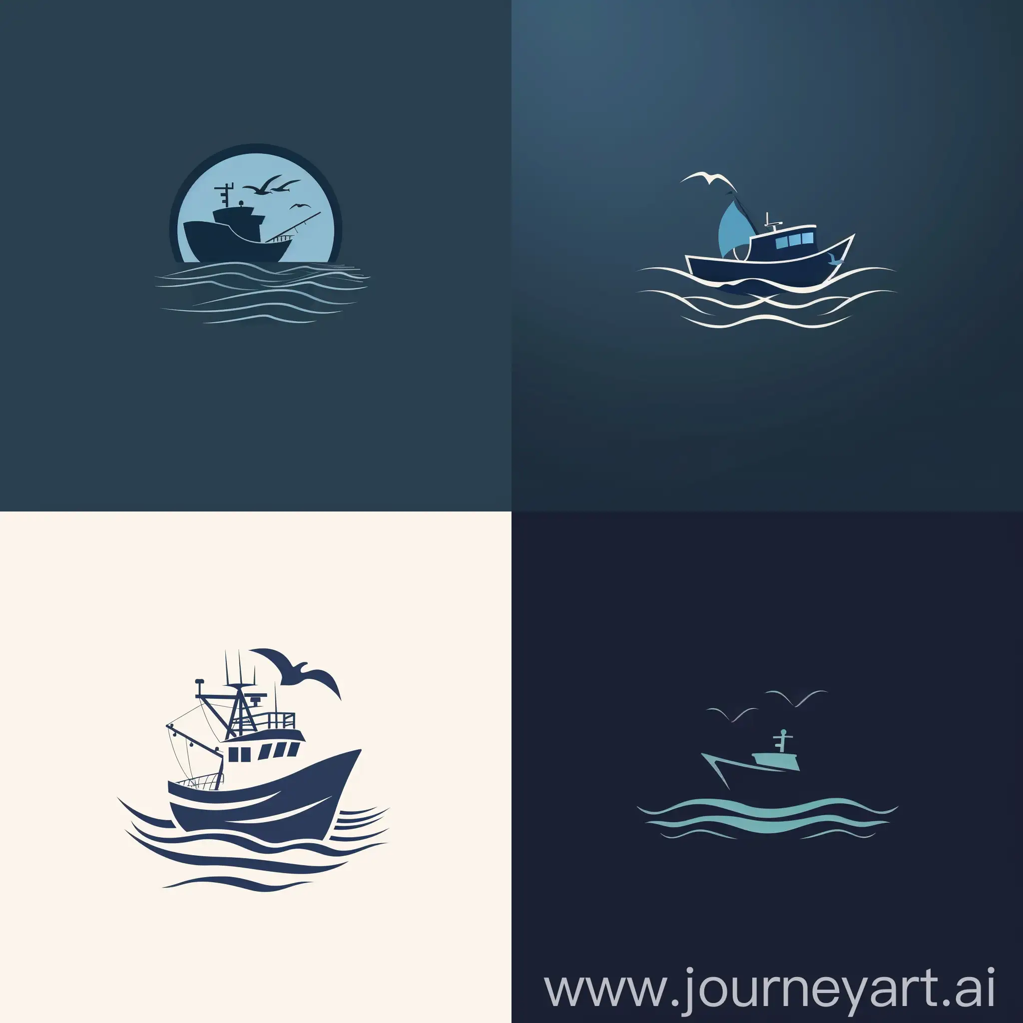 Contemporary-Fishing-Company-Logo-in-Blue-and-Navy-Tones-with-Sea-and-Ship-Elements