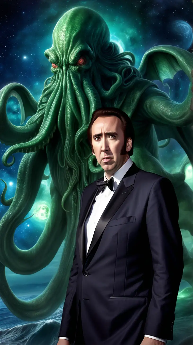 Mysterious Encounter Nicolas Cage as Cthulhu Amidst the Stars