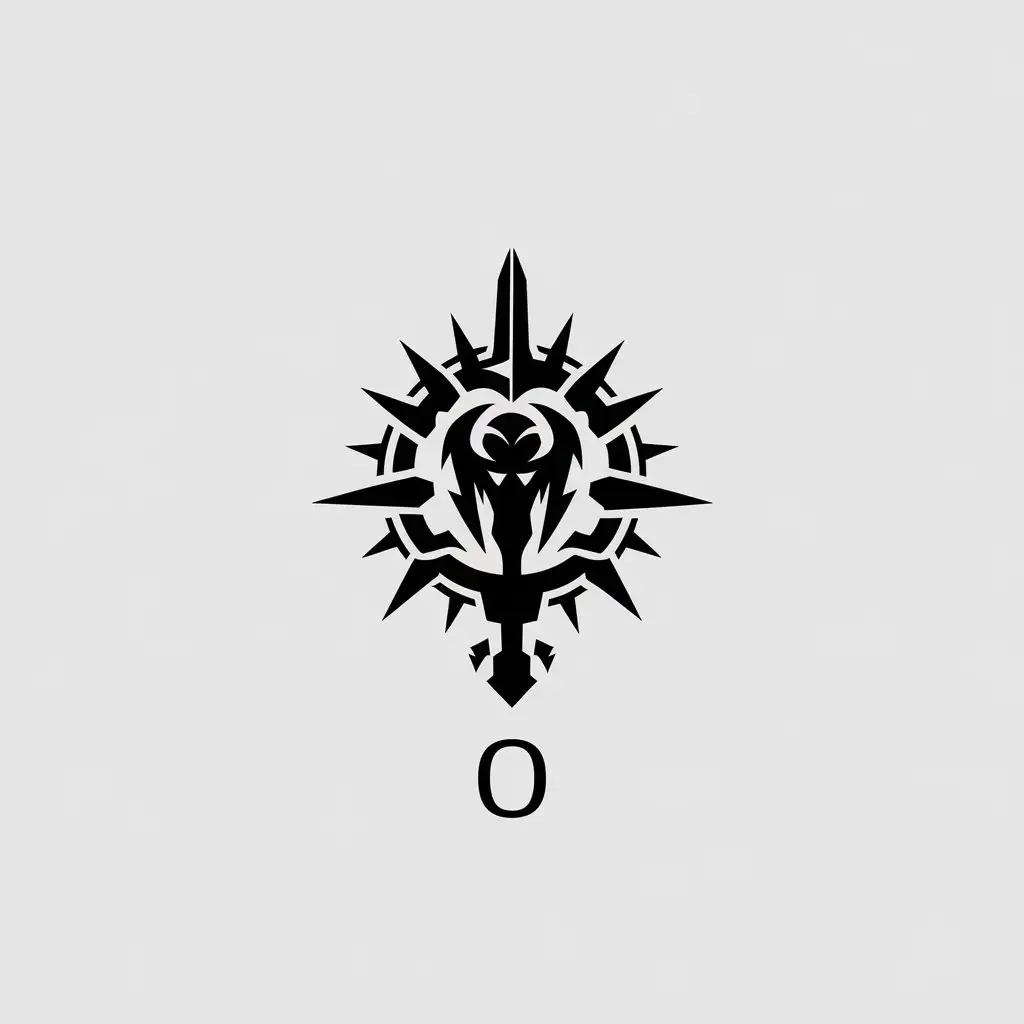 LOGO Design for O Auror Weapon Emblem with Monster in the Center and Minimalist Style