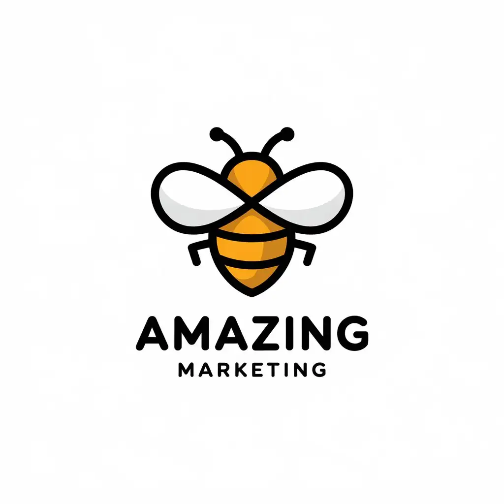 a vector logo design,with the text "Amazing Marketing", main symbol:bee,Moderate,clear background