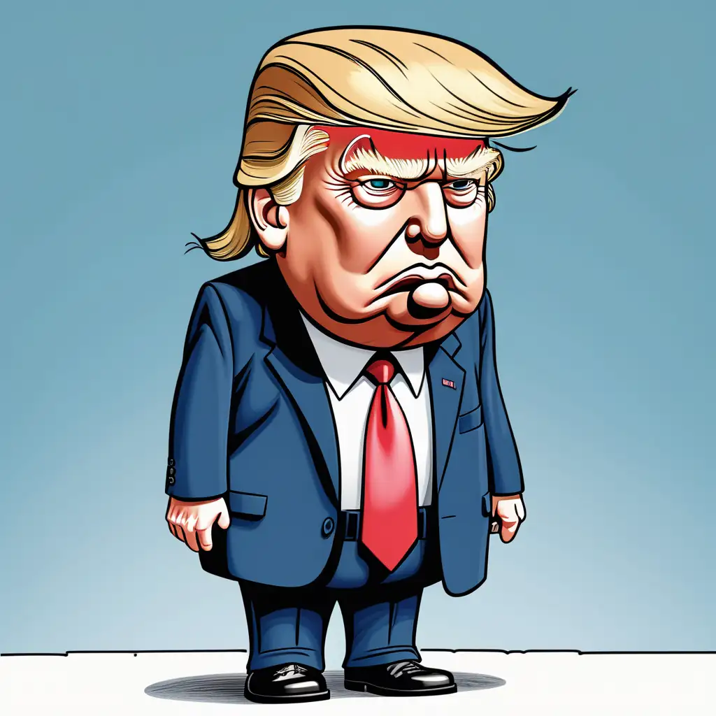 Cartoon of Shrinking Donald Trump