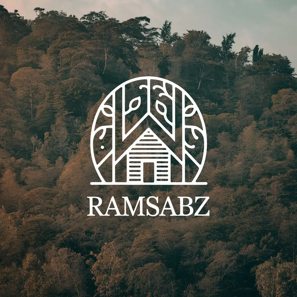 a vector logo design,with the text "RamSabz", main symbol:forest hut,Moderate,be used in Travel industry,clear background