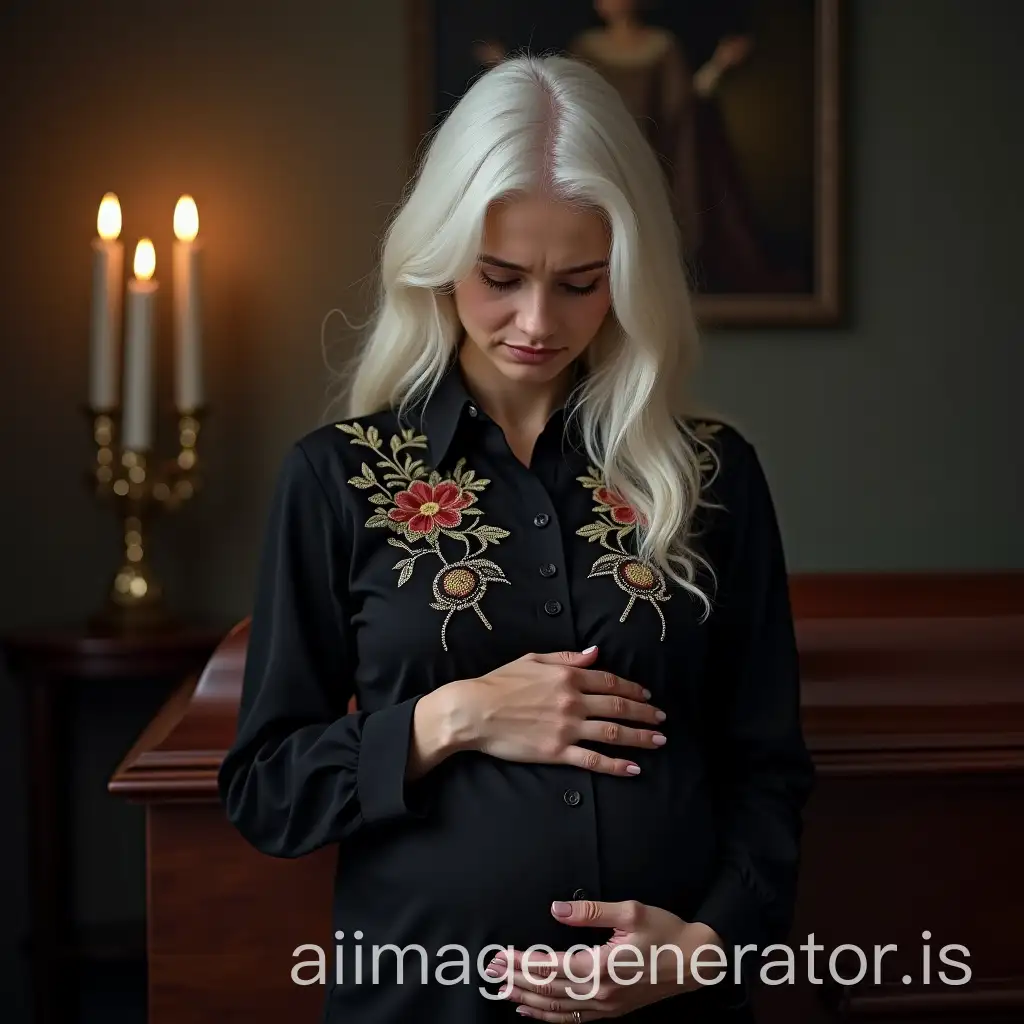 Sad-Pregnant-Girl-with-White-Hair-Crying-Over-Coffin-of-Boyfriend