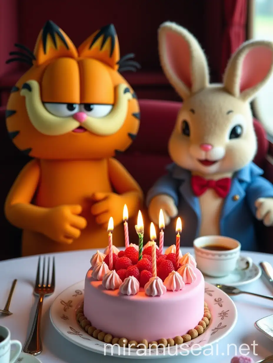 Luxurious Birthday Celebration on Train Carriage with Garfield and Peter Rabbit