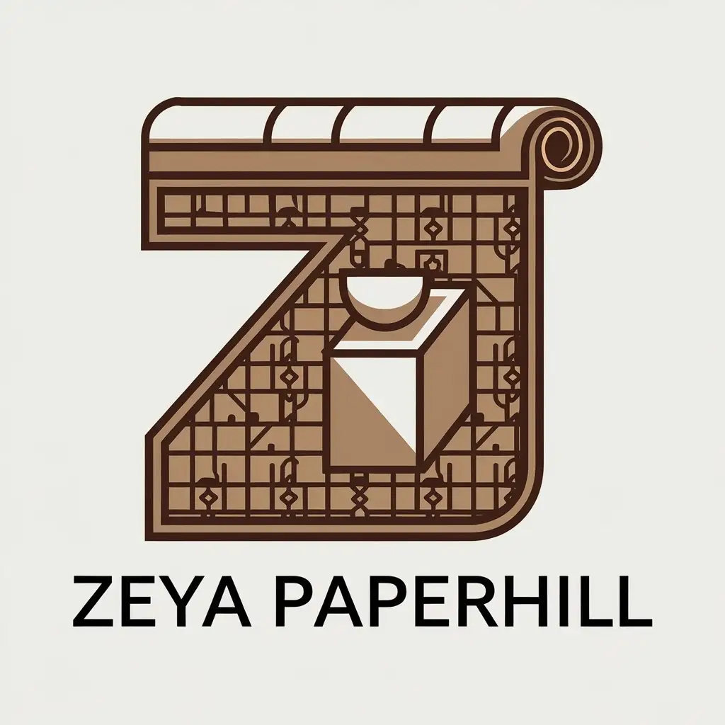 LOGO Design for Zeya Paperhill Vector Logo with Wallpaper Basin and Cube Elements