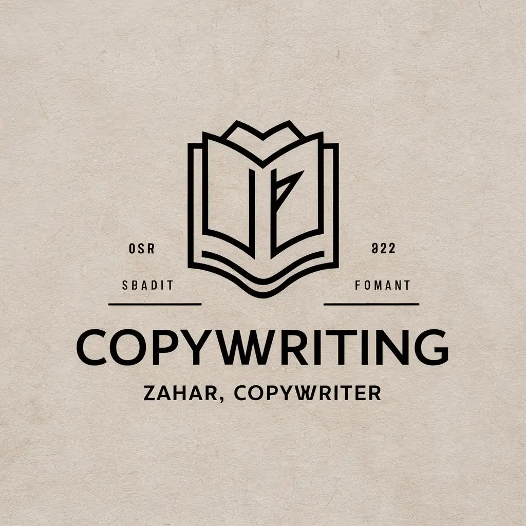 a vector logo design,with the text "Copywriting, Zahar, Copywriter", main symbol:Book,complex,be used in Internet industry,clear background