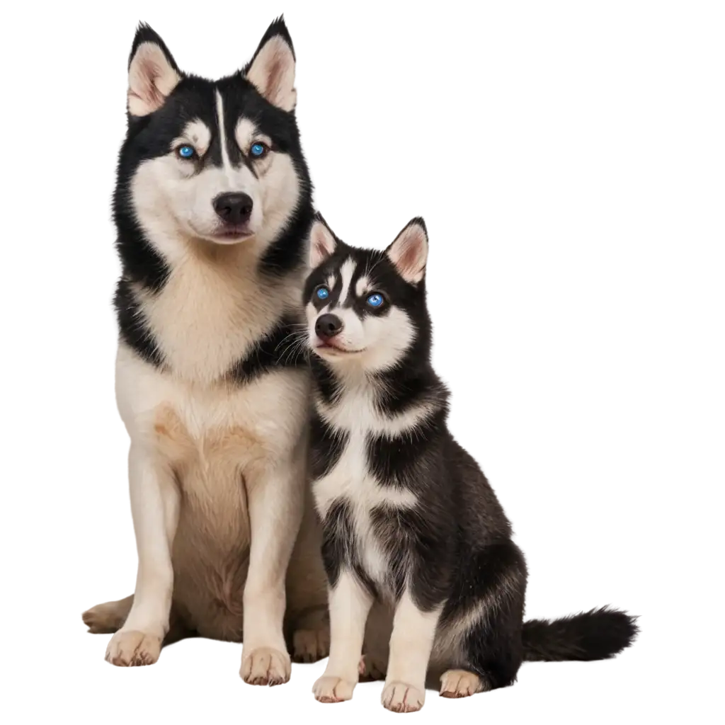 Adorable-Huskies-and-Cat-PNG-Image-for-Digital-Designs-and-Social-Media