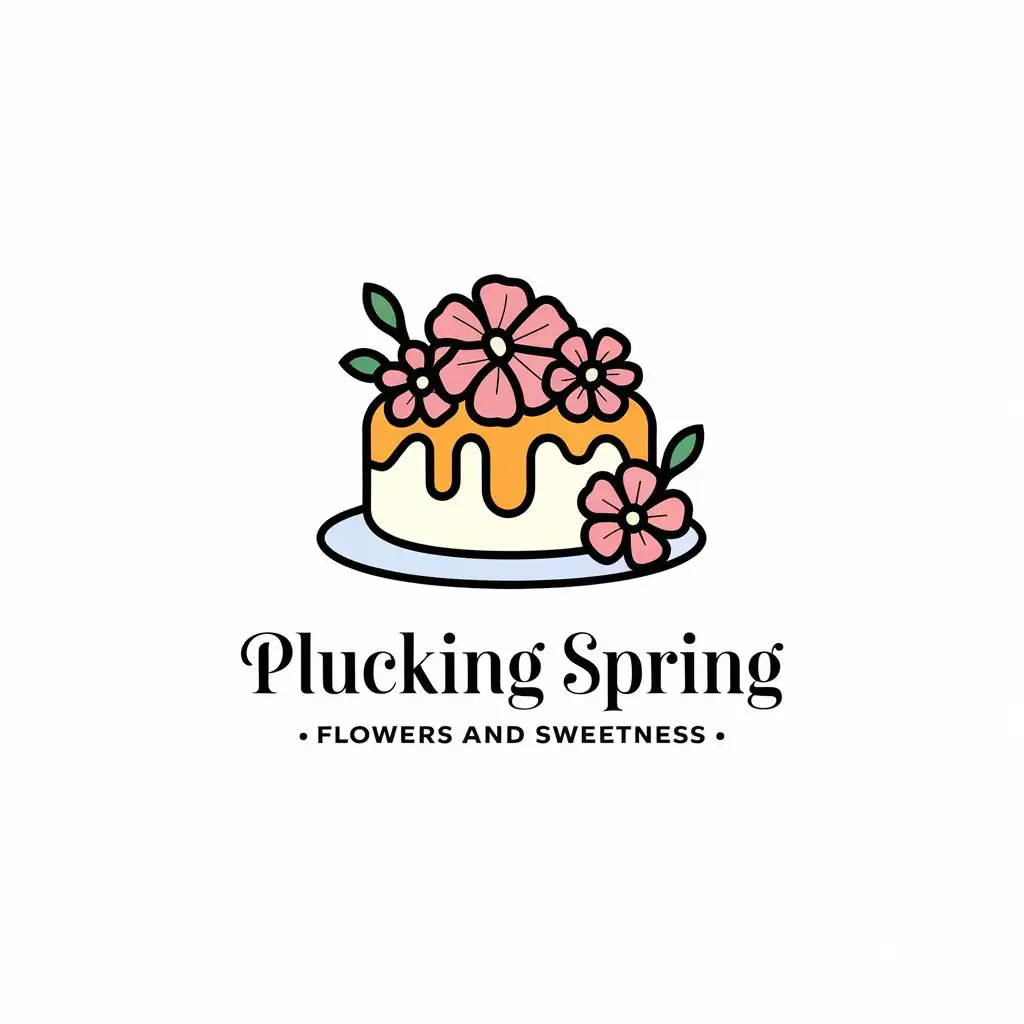 LOGO-Design-for-Plucking-Spring-Cake-and-Flower-Theme-in-Vector-Art