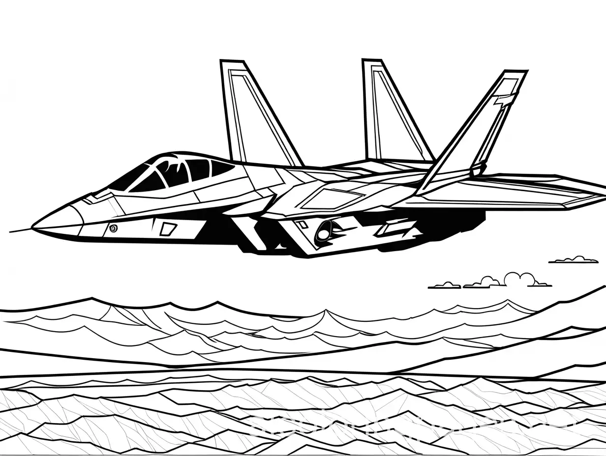 F22-Raptor-Fighter-Jet-Coloring-Page-Black-and-White-Line-Art