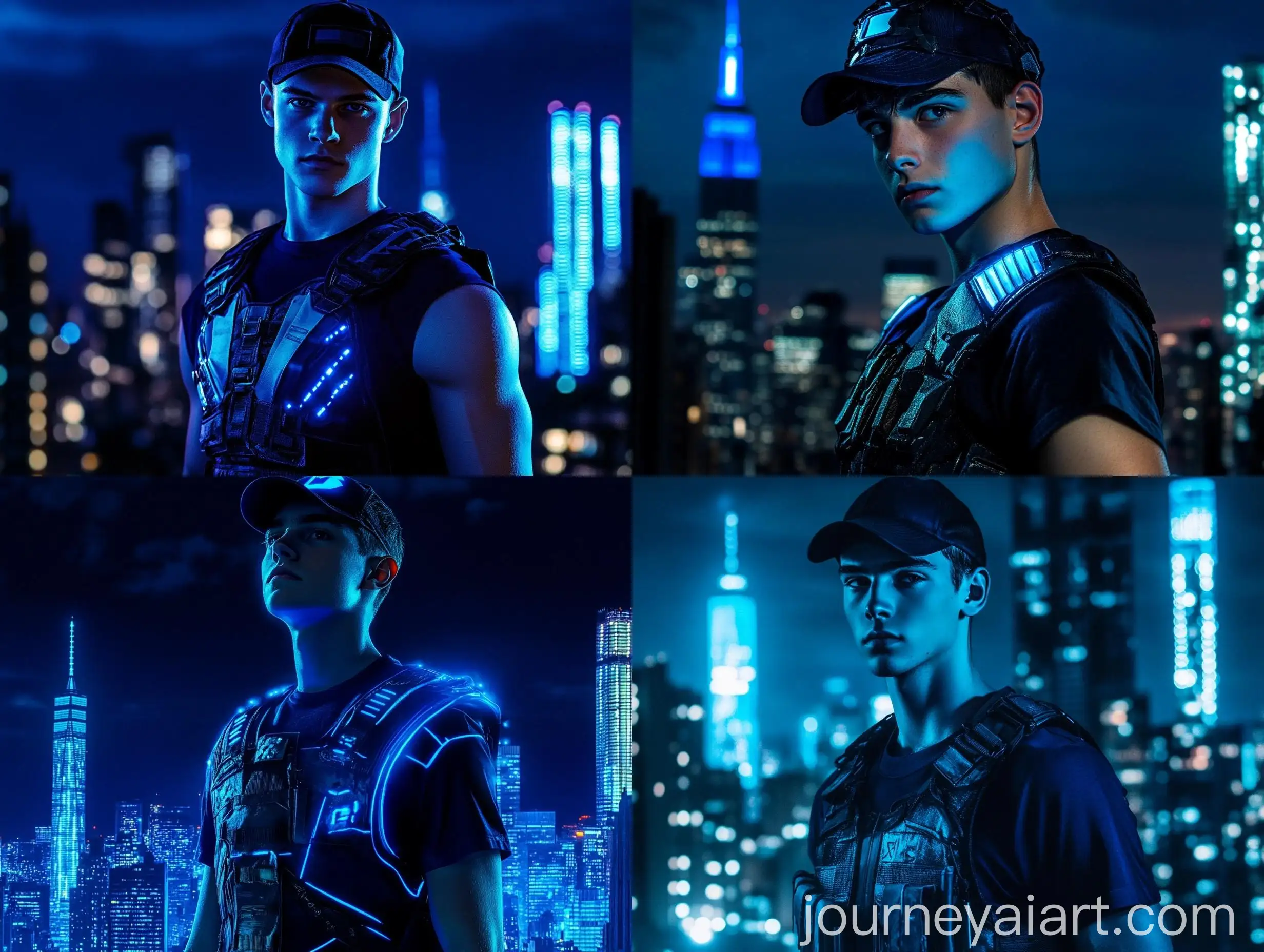 Energetic-Youth-in-Nighttime-Manhattan-Skyline