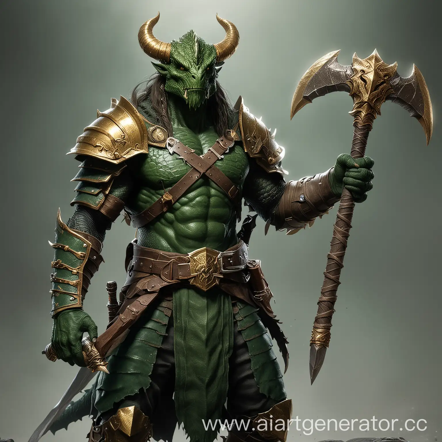 Mighty-Green-Dragonborn-Warrior-with-Golden-Axe